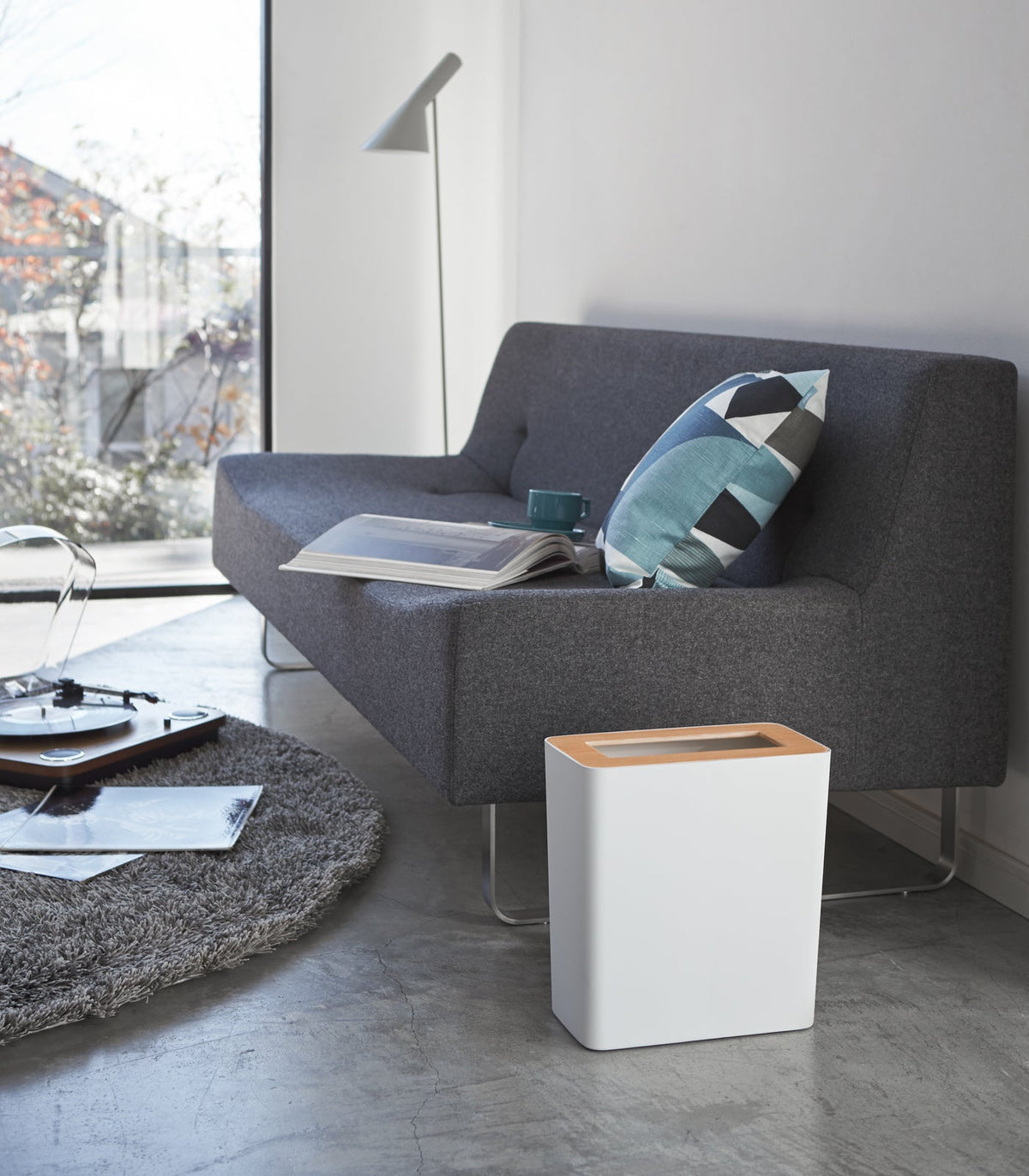 Trash Can - Rectangle - Steel + Wood