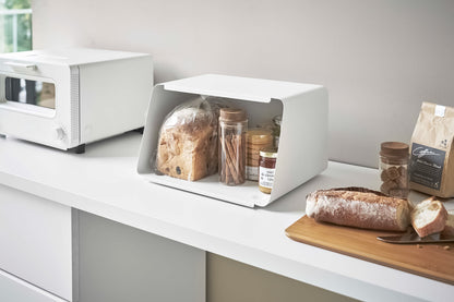 Bread Box with Cutting Board Lid - Steel + Bamboo