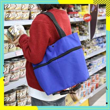 🛒2-in-1 Foldable Shopping Cart✨Portable Lightweight Grocery Trolley