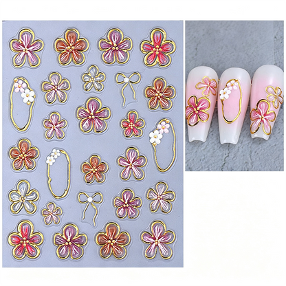 📢📢Buy 1 Get 1 Free !! ⏰5D Floral Nail Stickers