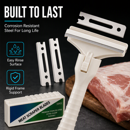 🔥 70% OFF TODAY🥩Stainless Steel Meat Scraper – Easy Fat & Fascia Removal Tool for Beef & Pork 🔪✨