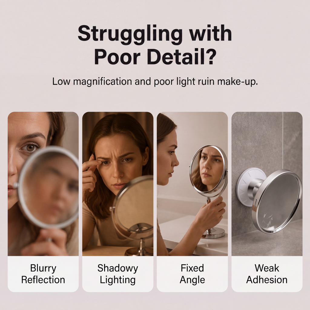 ✨OFF 50% TODAY🔍10X LED Magnifying Makeup Mirror – Drill-Free Suction & Dual Power