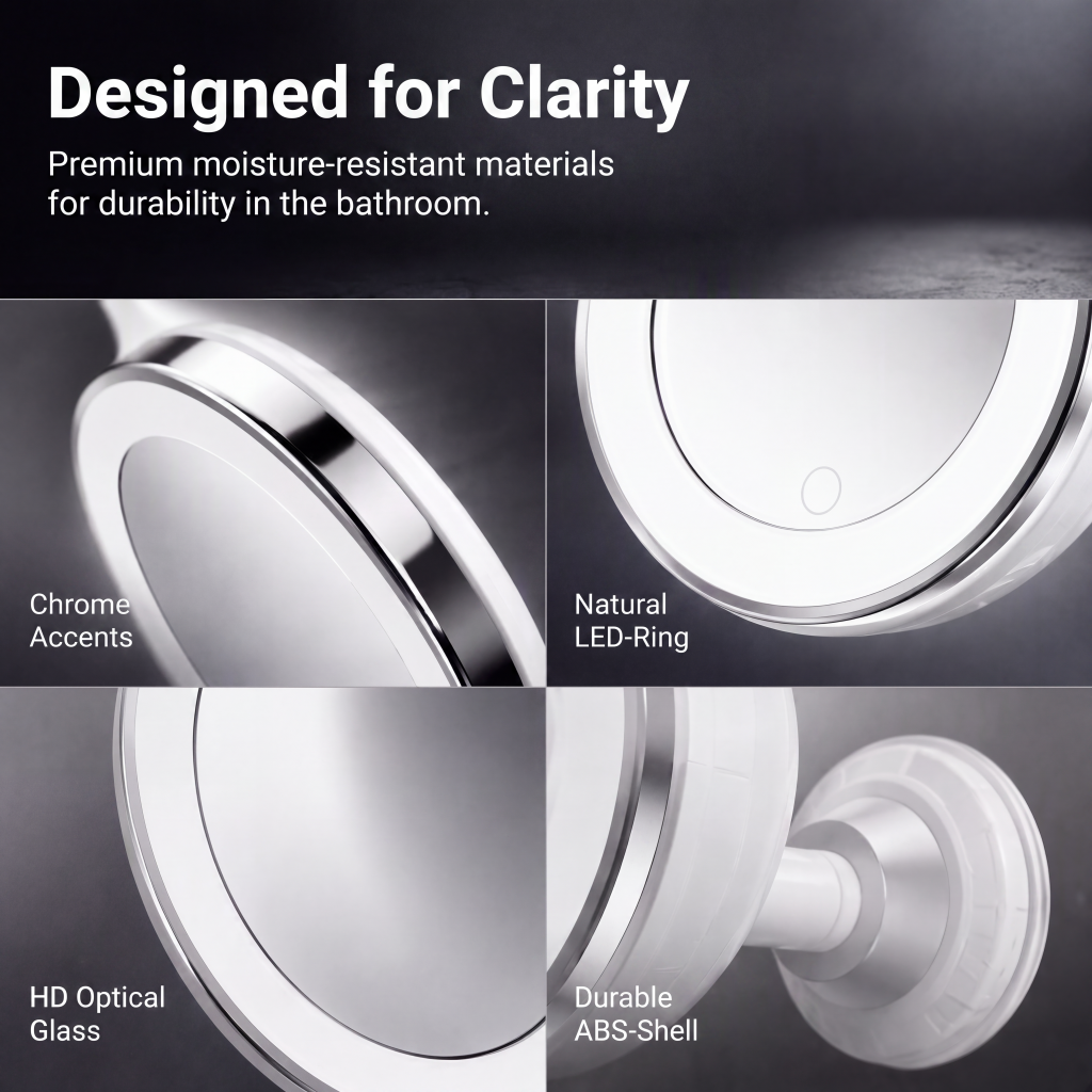 ✨OFF 50% TODAY🔍10X LED Magnifying Makeup Mirror – Drill-Free Suction & Dual Power