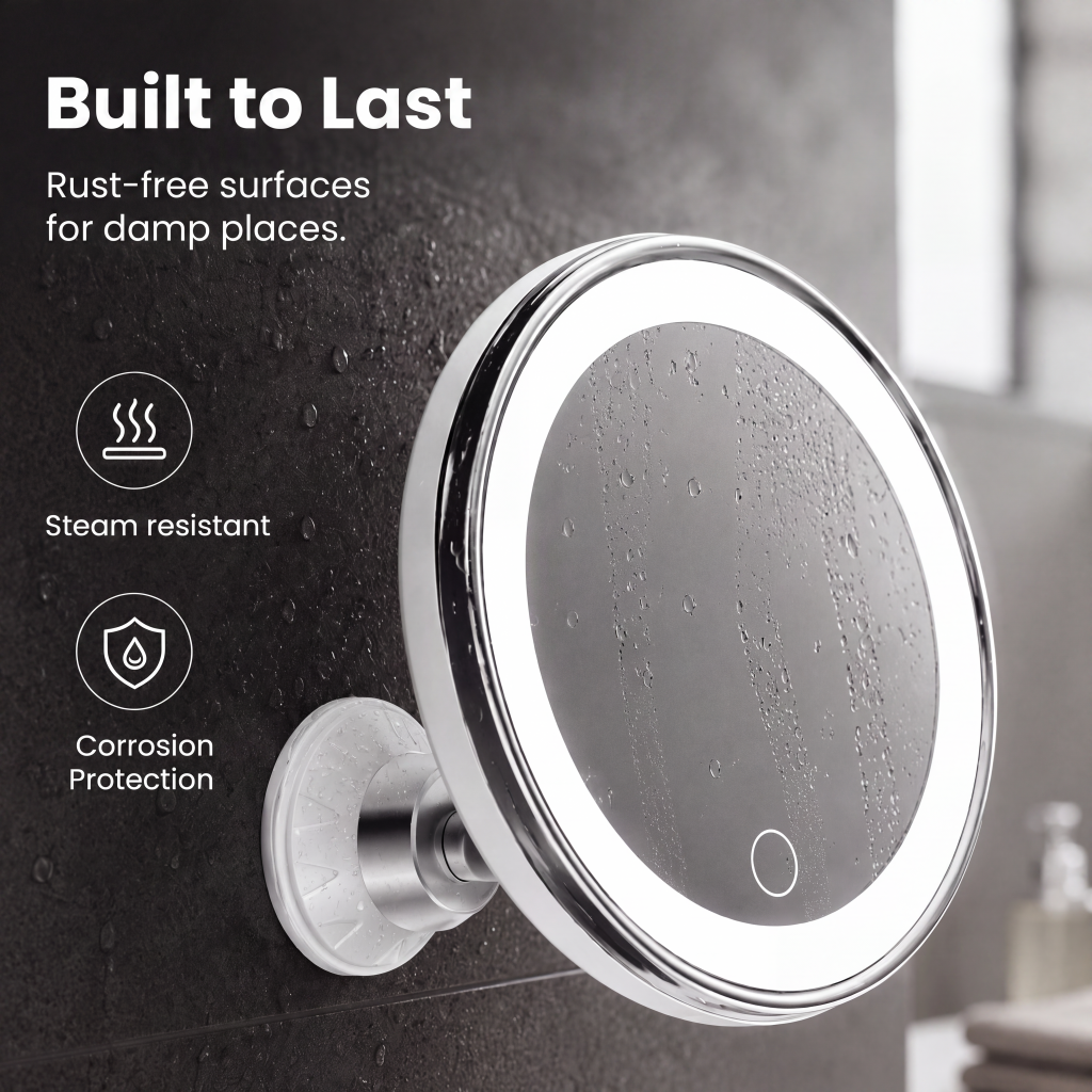 ✨OFF 50% TODAY🔍10X LED Magnifying Makeup Mirror – Drill-Free Suction & Dual Power