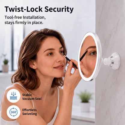 ✨OFF 50% TODAY🔍10X LED Magnifying Makeup Mirror – Drill-Free Suction & Dual Power