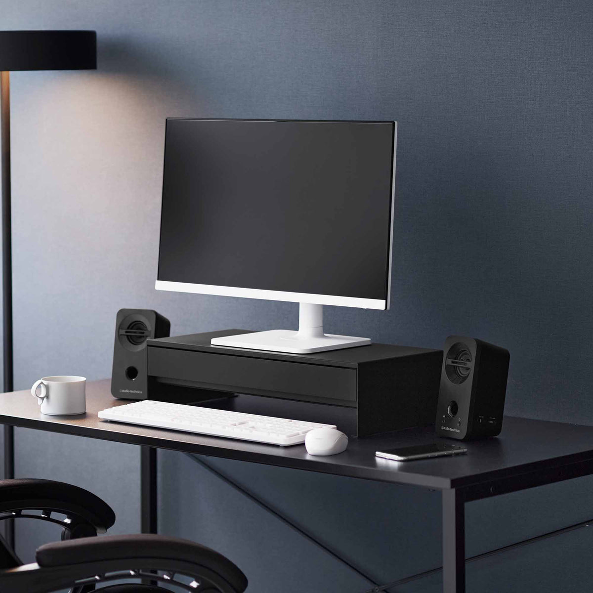 Monitor Stand With Drawer - Steel