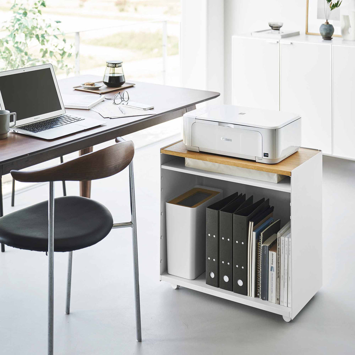 Mobile Hideaway Storage Cart (23" H) - Steel + Wood