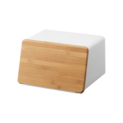 Bread Box with Cutting Board Lid - Steel + Bamboo