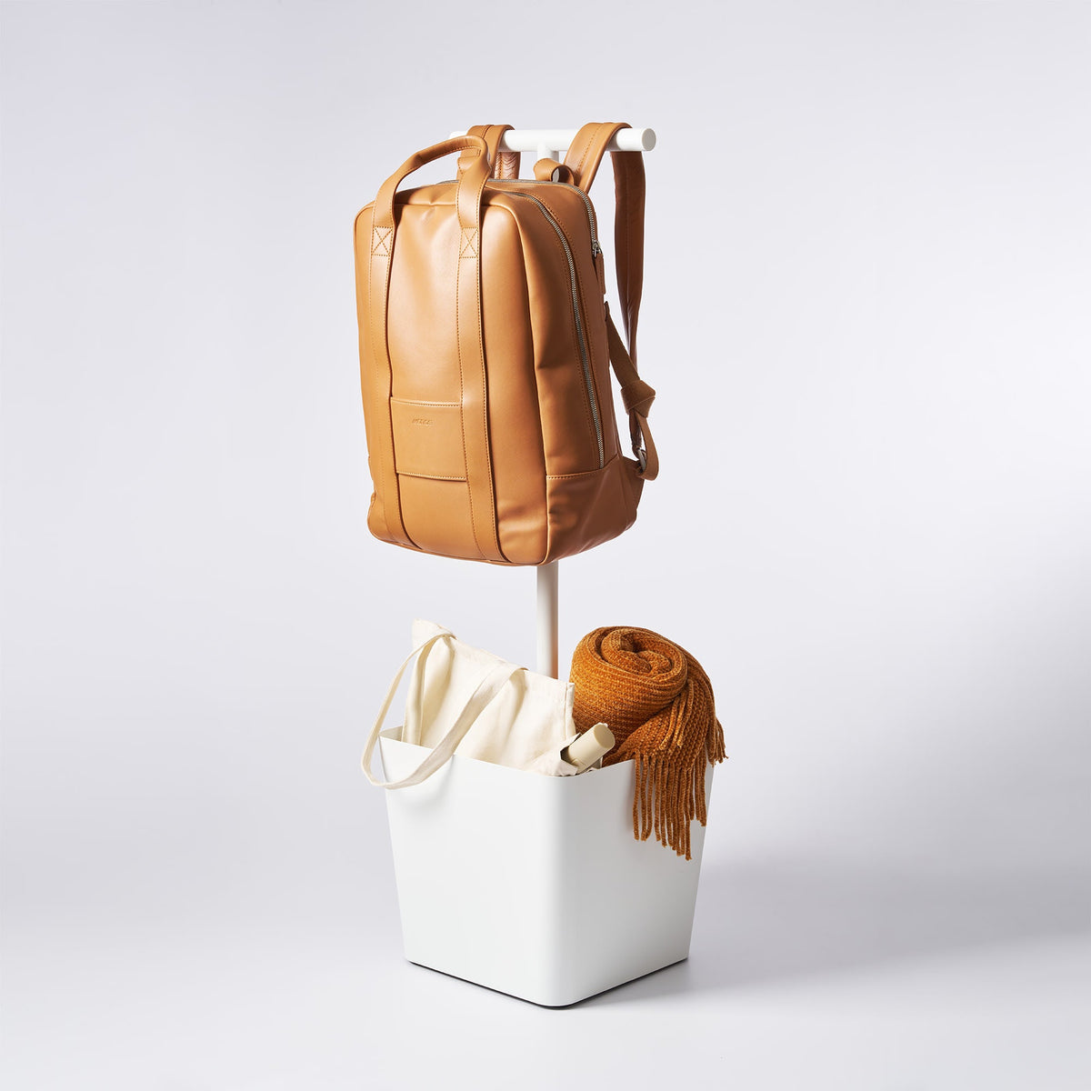 Backpack Stand With Cubby - Steel