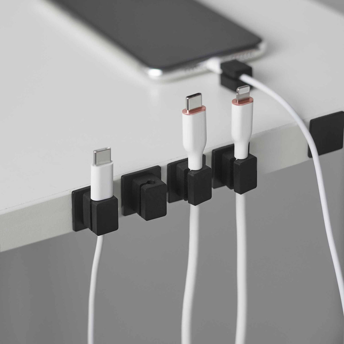 Magnetic Cable Holders With Adhesive Steel Bases (Set of 5) - Silicone