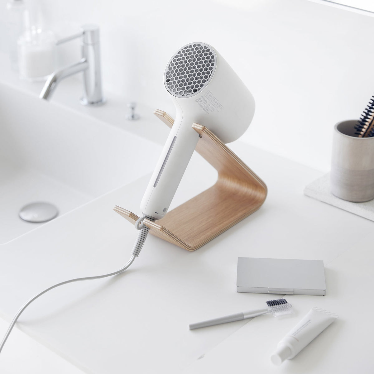 Hair Dryer and Iron Stand - Wood