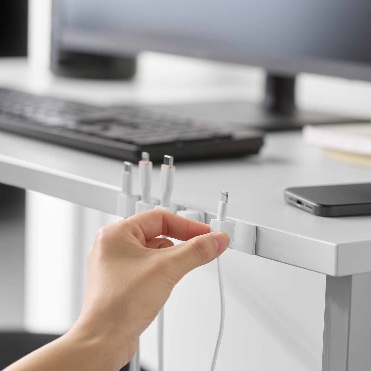 Magnetic Cable Holders With Adhesive Steel Bases (Set of 5) - Silicone