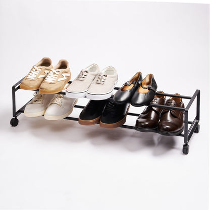 Two-Tier Rolling Shoe Rack (" H)  - Steel